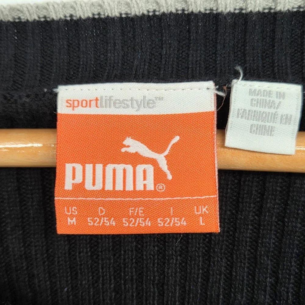 Cobra Puma Golf Mens Black V-Neck Cotton Knit Sweater Pullover 563727 Size M